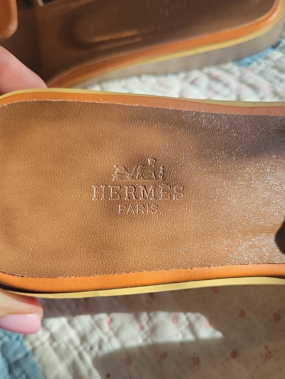 Hermes oran Leather  sandals Size EU 40 US 9-like New - Picture 2 of 12